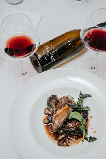 Food Pairing - At Bar Boulud in NYC, classic French Coq au Vin paired with Double Gold Clone 828 Pinot Noir, Sonoma Coast.
