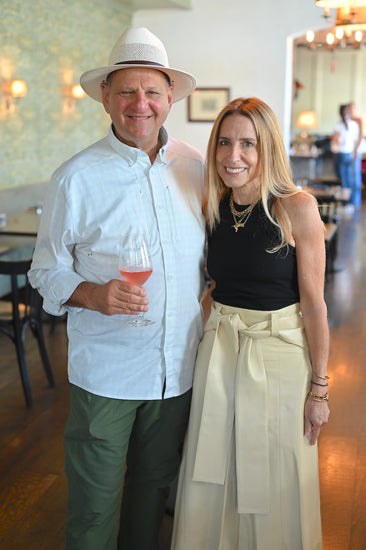 Ross Halleck and AOC master sommelier Caroline Styne enjoying Dry White Zinfandel from our Russian River Valley vineyard.