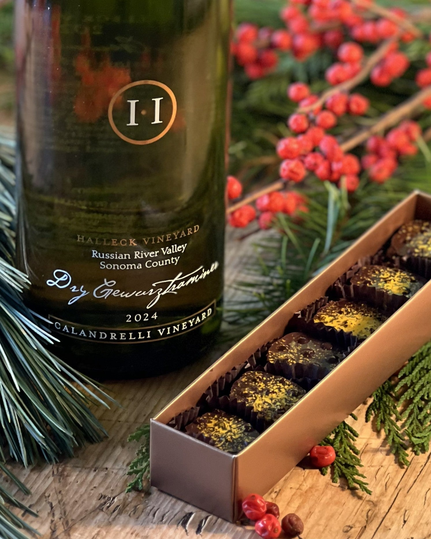 A Wine and Chocolate Pairing:  Dry Gewurztraminer and Dark Chocolate Truffles