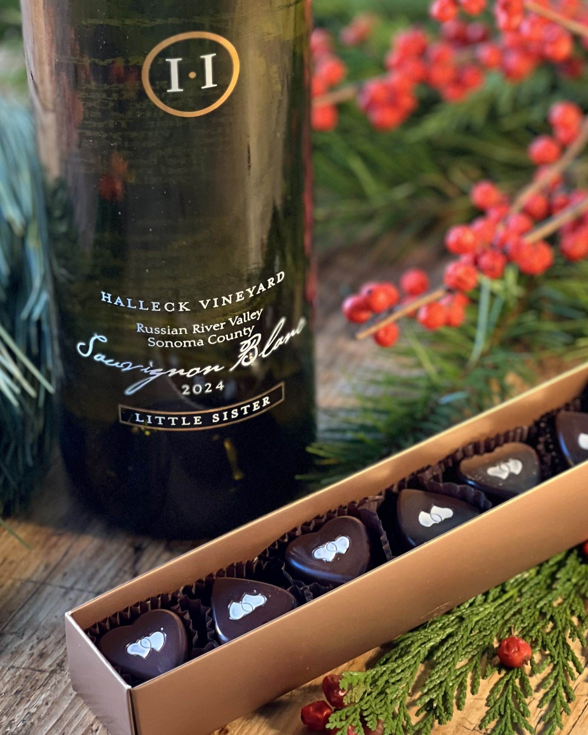 Ecuadorian Dark Chocolate Truffles infused with our Sauvignon Blanc