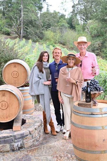 Inner Circle Wine Club members enjoying Sonoma Coast Hillside Pinot Noir at our Sebastopol Vineyard Estate.