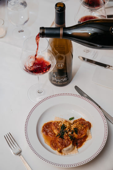 Food Pairing - At Bar Boulud in NYC, Michelin Star Chef Daniel Boulud pairing featuring Three Sons Russian River Pinot Noir with Oxtail Ravioli. (Scott Heins)